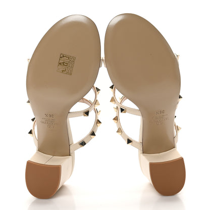 Valentino Garavani Calfskin Nappa Rockstud 60mm Caged Slide Sandals 36.5 Light Ivory 6 of 9