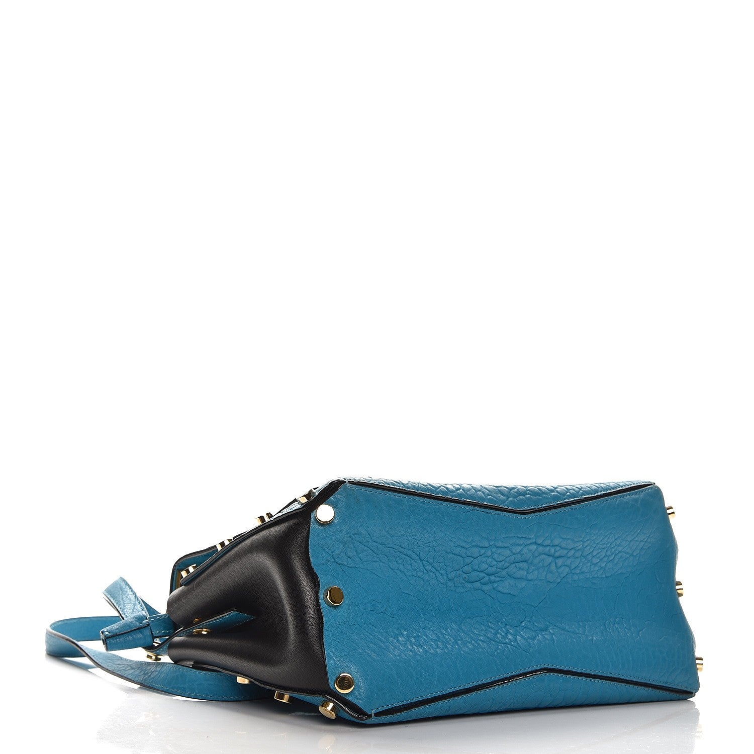 Jimmy Choo Nappa Grainy Leather Studded Lockett Shoulder Bag Robot Blue Black 5 of 10