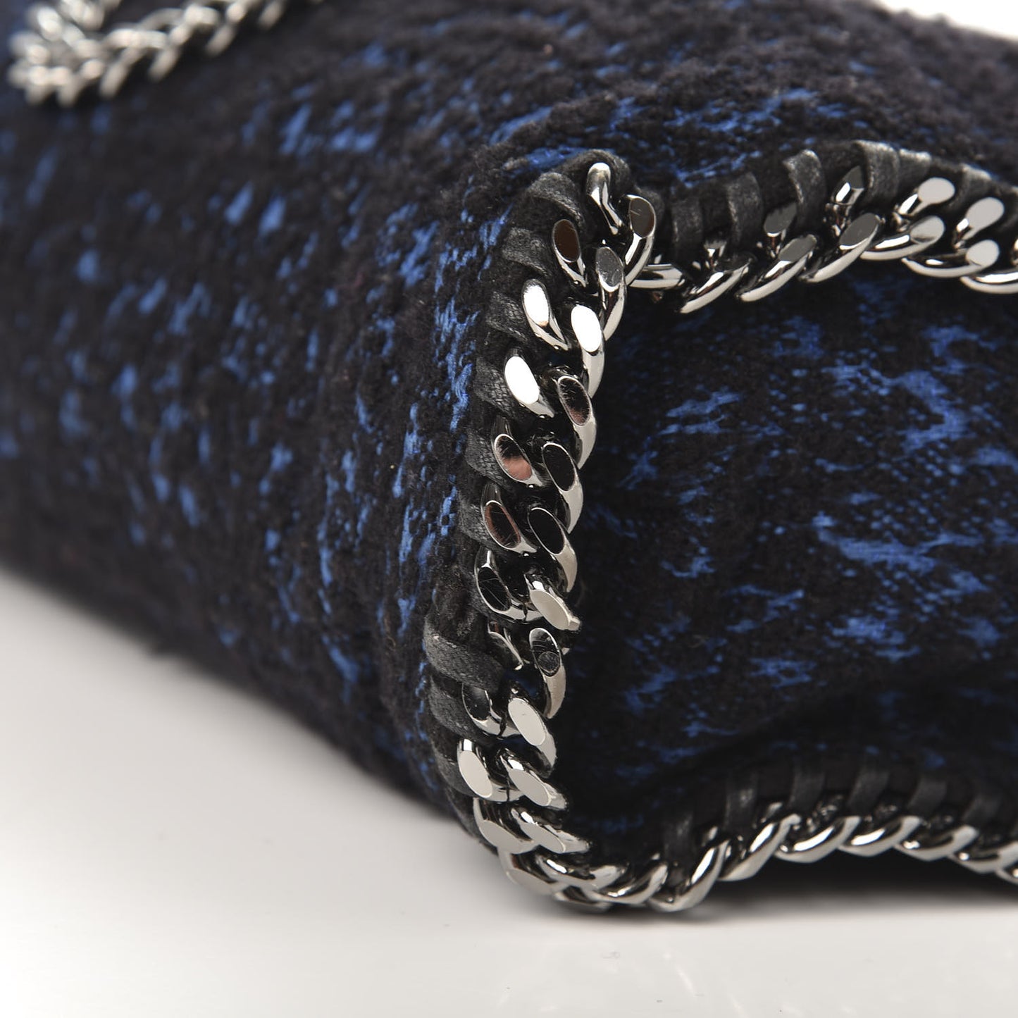 Tweed Small Falabella Fold Over Tote Royal Blue