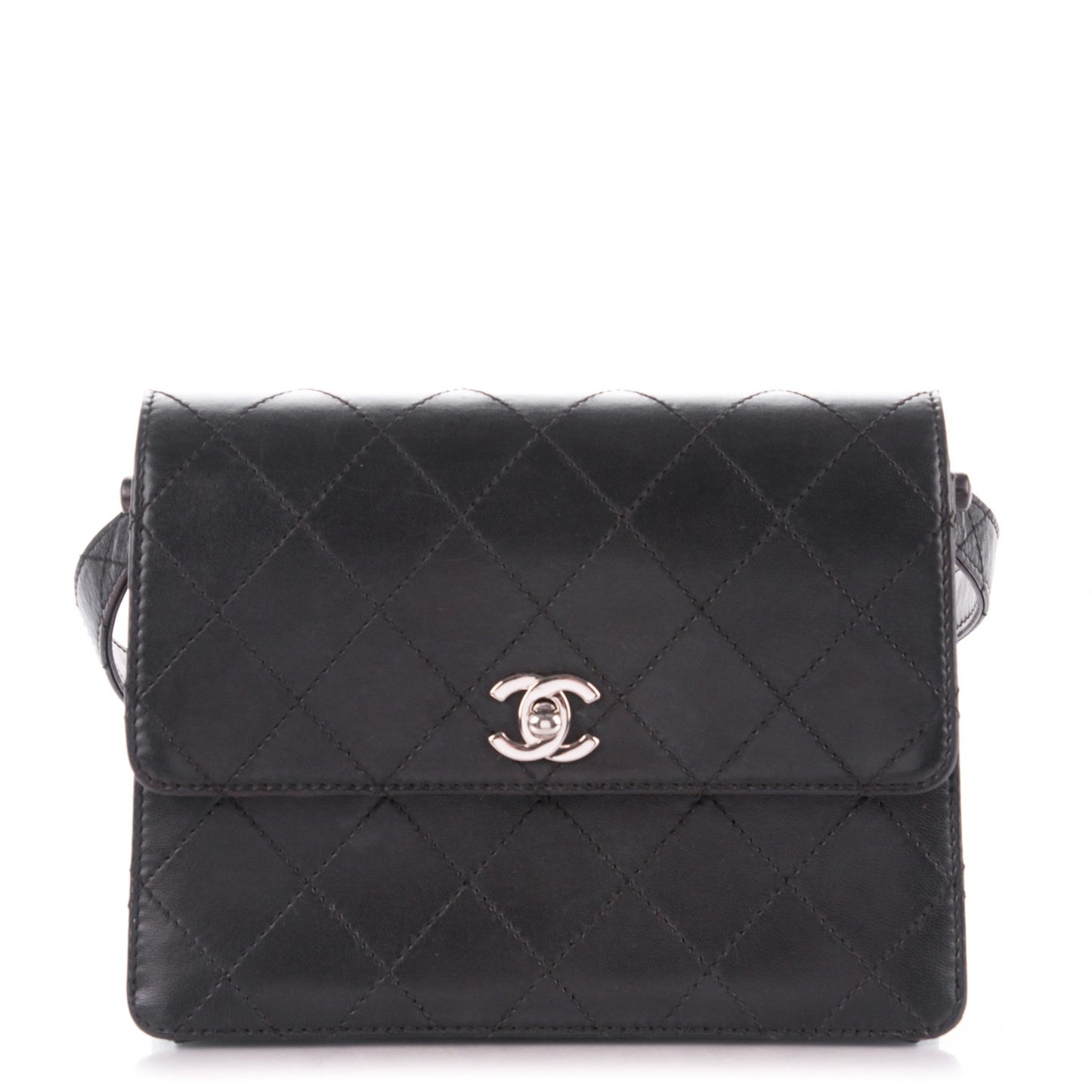 Calfskin Stitched Shoulder Bag Black
