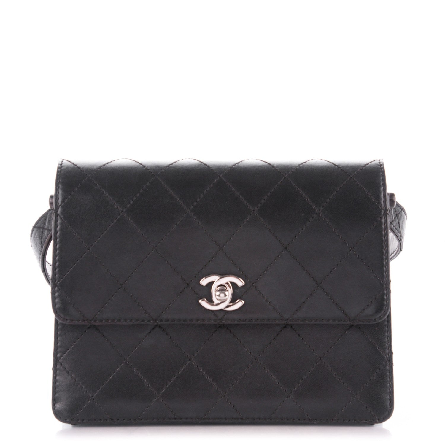 Chanel Calfskin Stitched Shoulder Bag Black 1 of 9