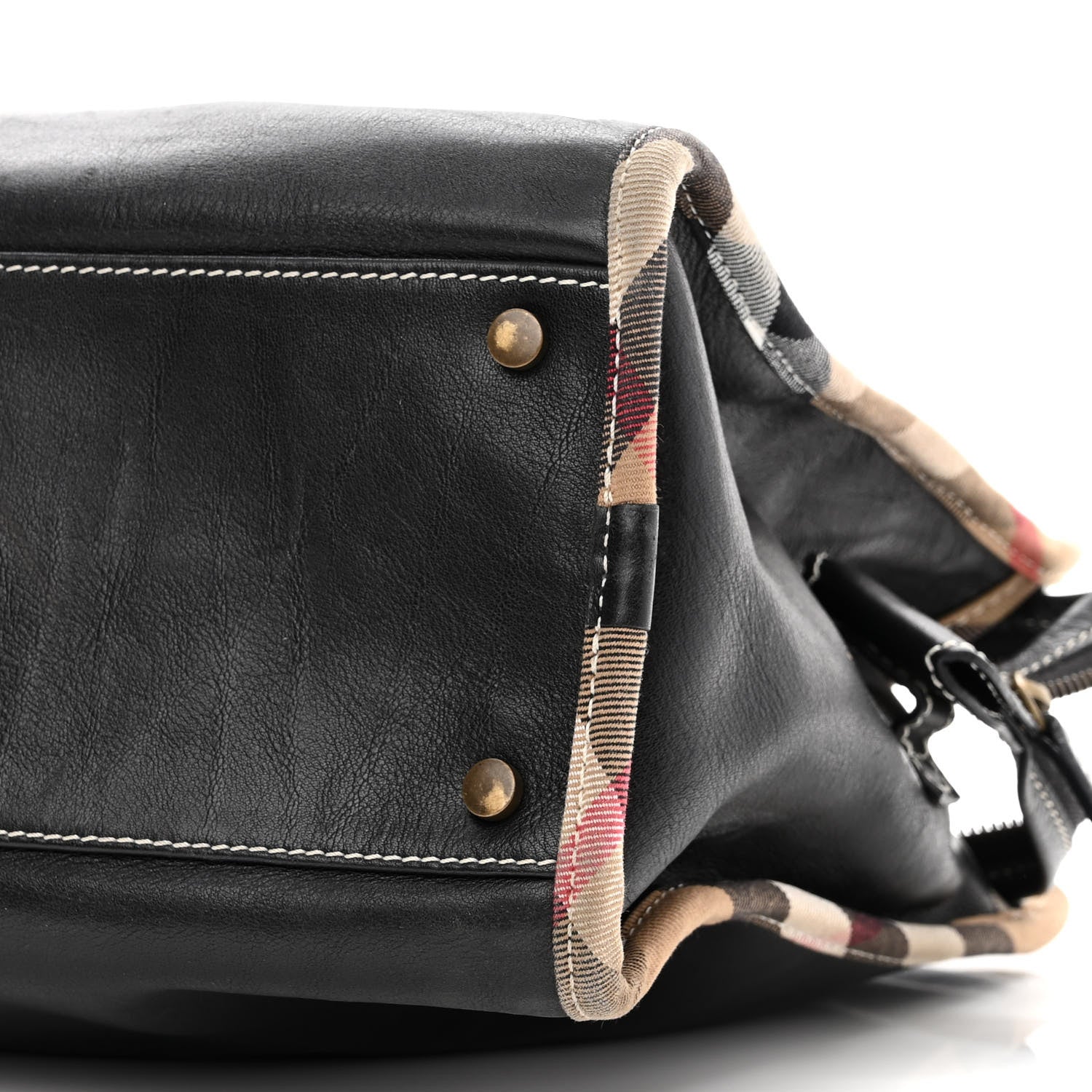 Burberry Grainy Calfskin Nova Check Tote Black 10 of 12