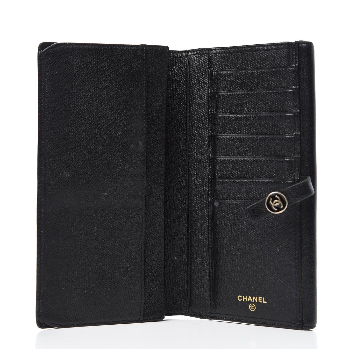 Grained Calfskin CC Button Wallet Black
