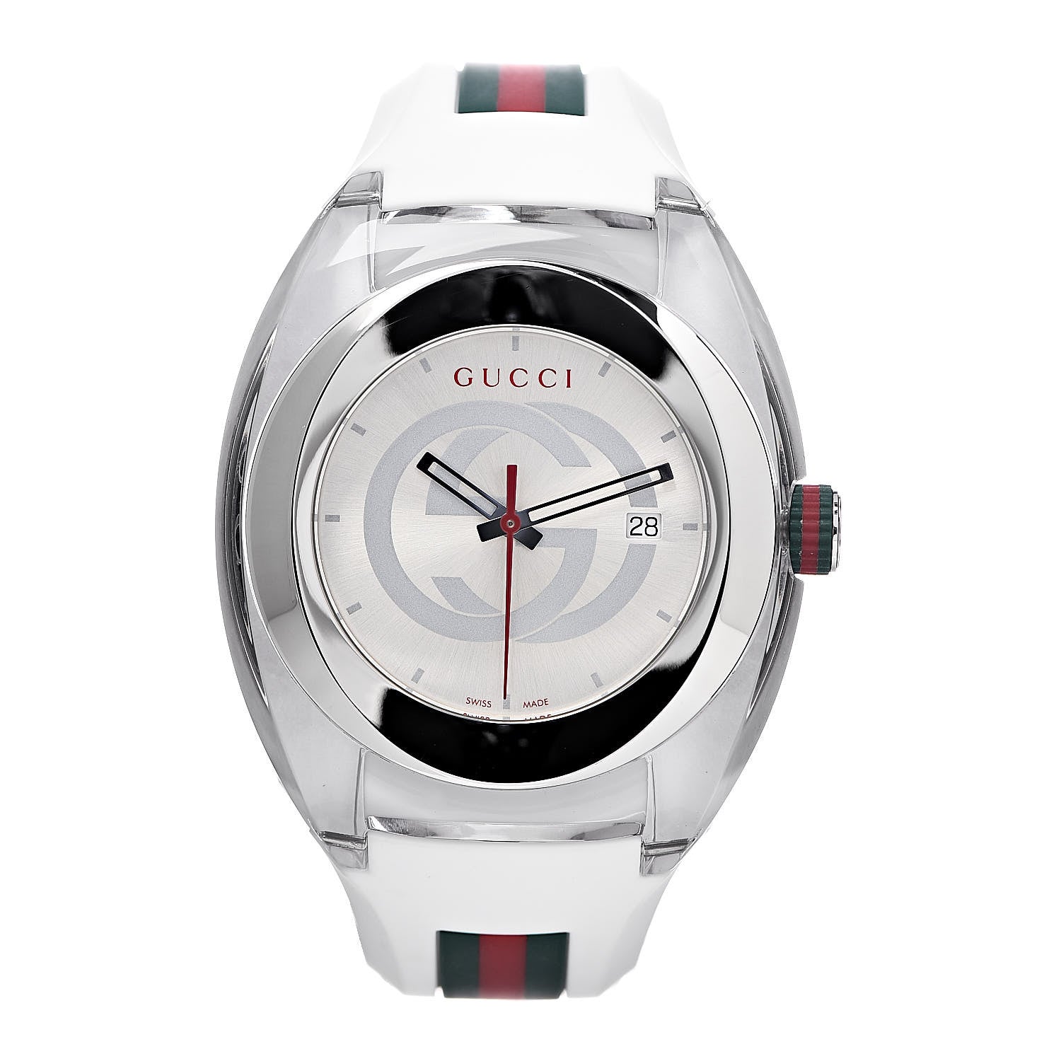 Gucci Stainless Steel Rubber 46mm Sync Web Quartz Watch White 1 of 5