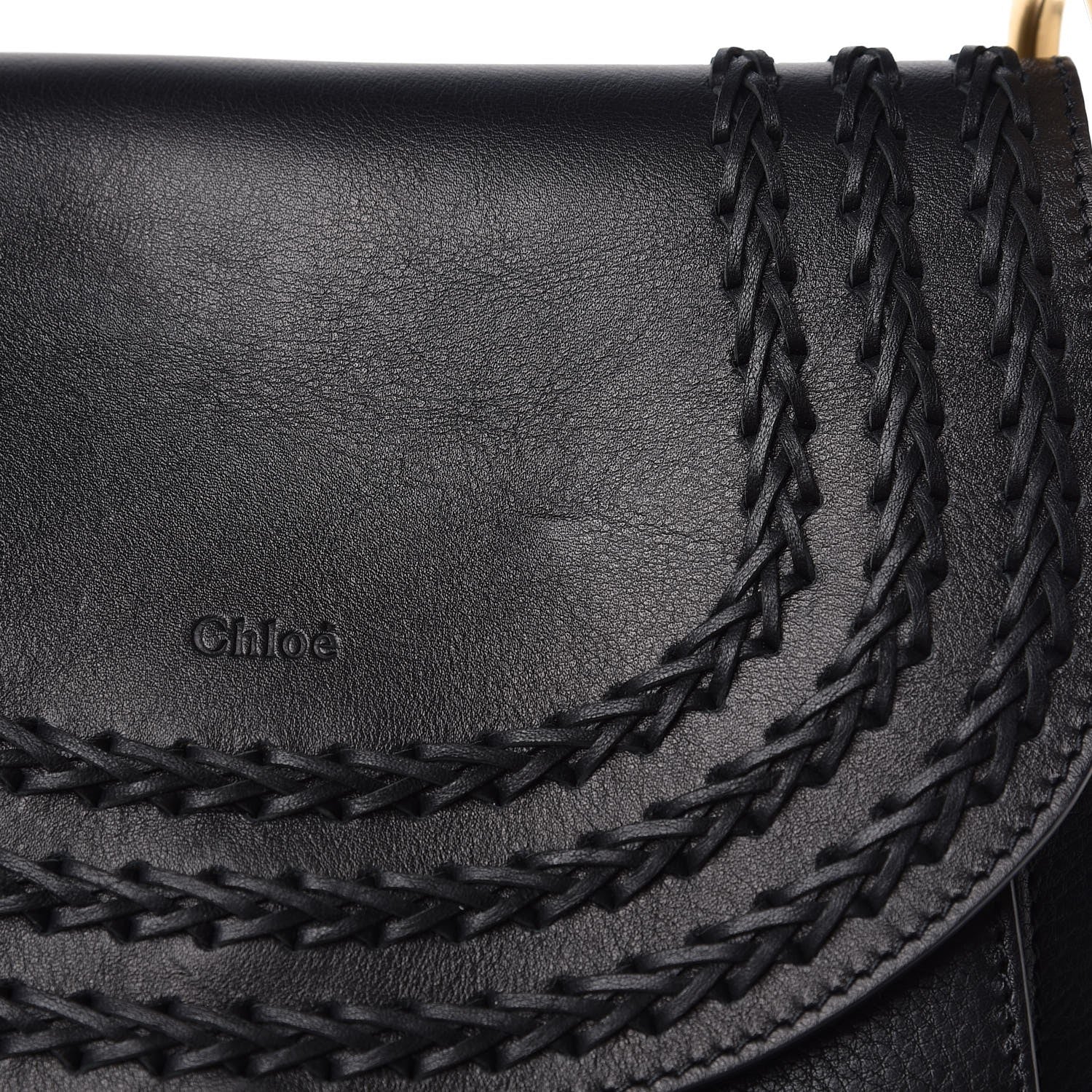 Chloe Calfskin Braided Medium Hudson Shoulder Bag Black 9 of 9