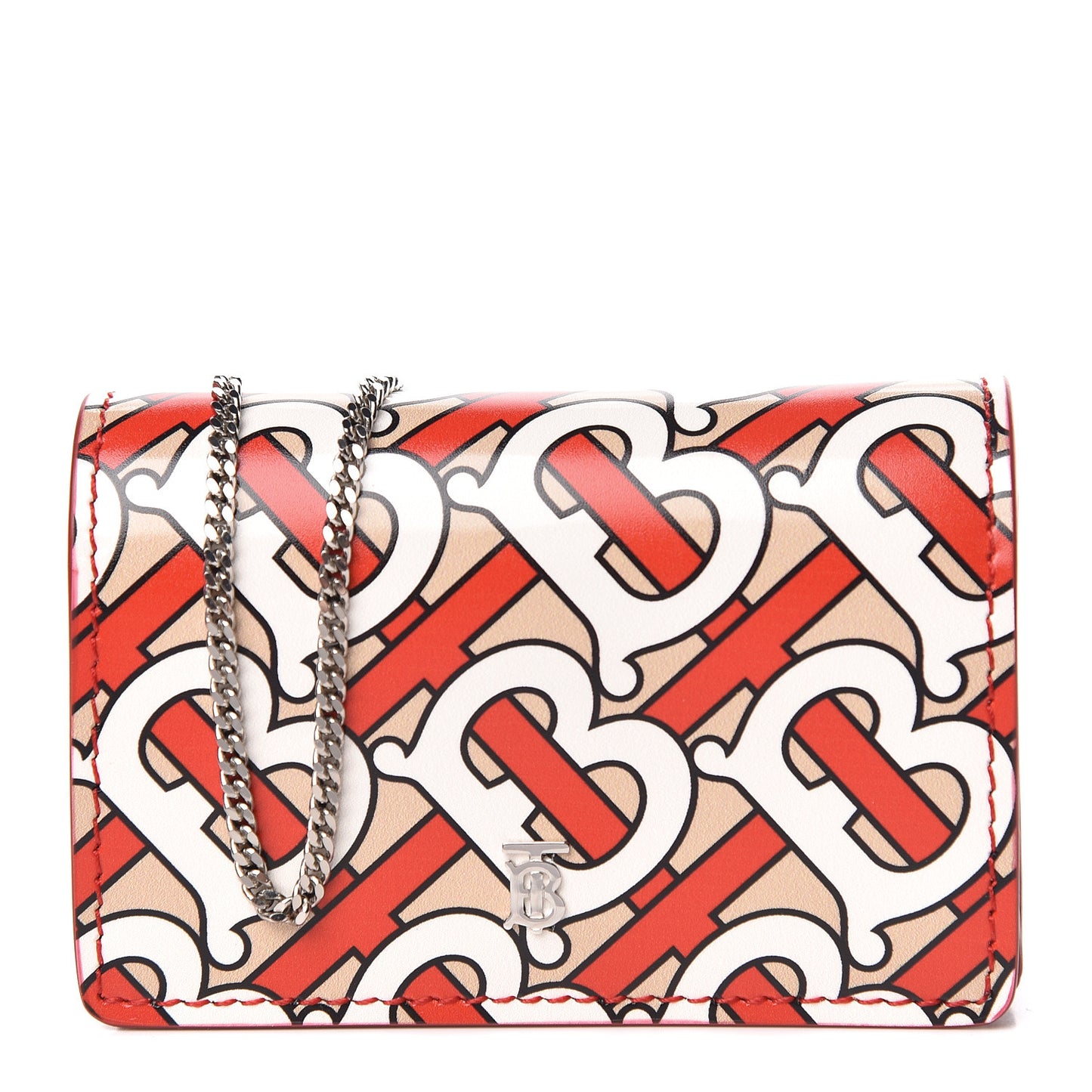 Calfskin Monogram Jessie Chain Card Case Vermillion