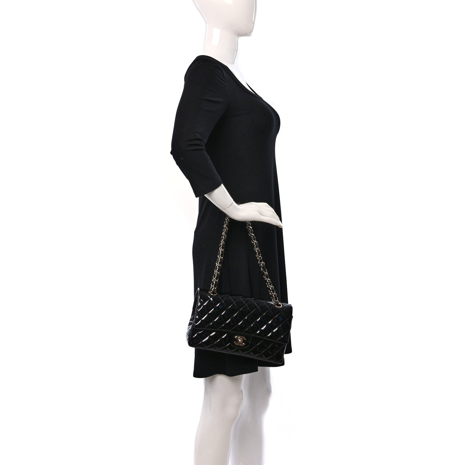 Chanel Patent Quilted Medium Double Flap Black 3 of 9
