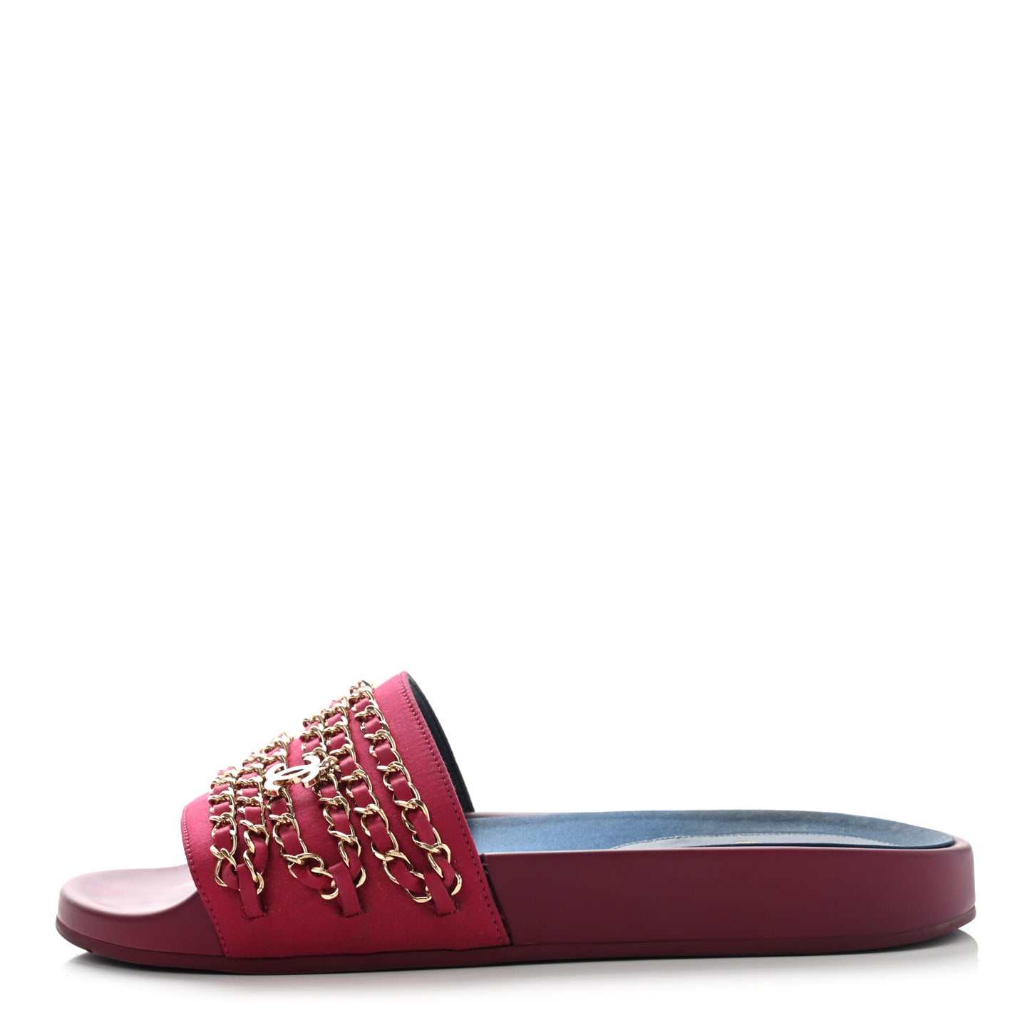 Satin Chain Flat Sandals 38 Dark Fuchsia