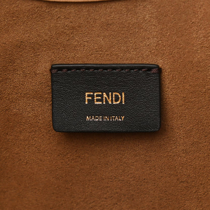 Fendi Vitello Cristallo Nature Wicker FF 1974 Embossed Large Runaway Shopper Tote Makeup 6 of 9