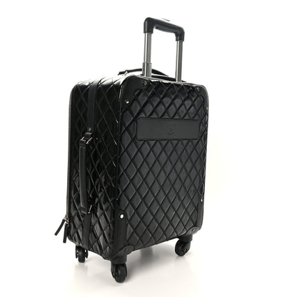 Chanel Vinyl Calfskin Quilted Trolley Rolling Luggage Black 2 of 8