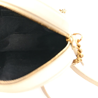 Saint Laurent Grain De Poudre Matelasse Chevron Quilted Round Vinyle Camera Bag Crema Soft 11 of 11