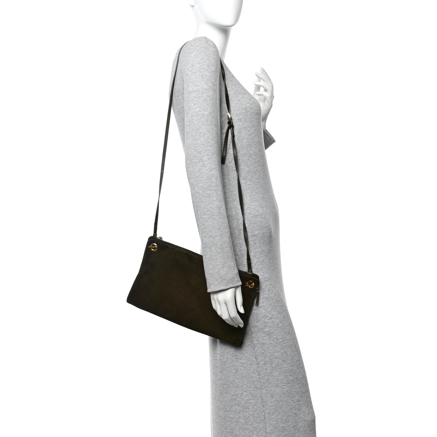 The Row Suede Calfskin Party Time 7 Bag Dark Olive 3 of 11