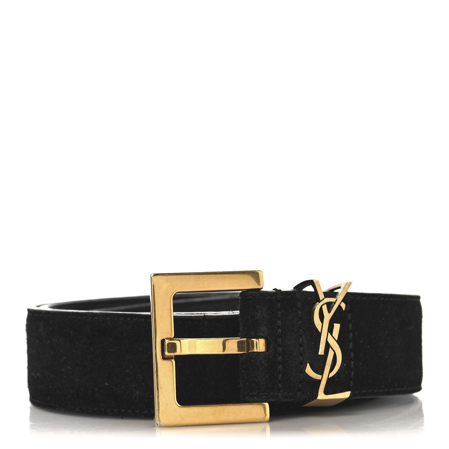 Saint Laurent Suede Monogram Cassandre Belt 75 30 Black 1 of 6