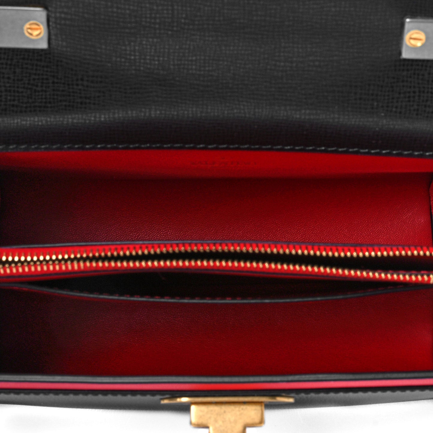 Grainy Calfskin Small Rockstud Alcove Top-Handle Flap Bag Black