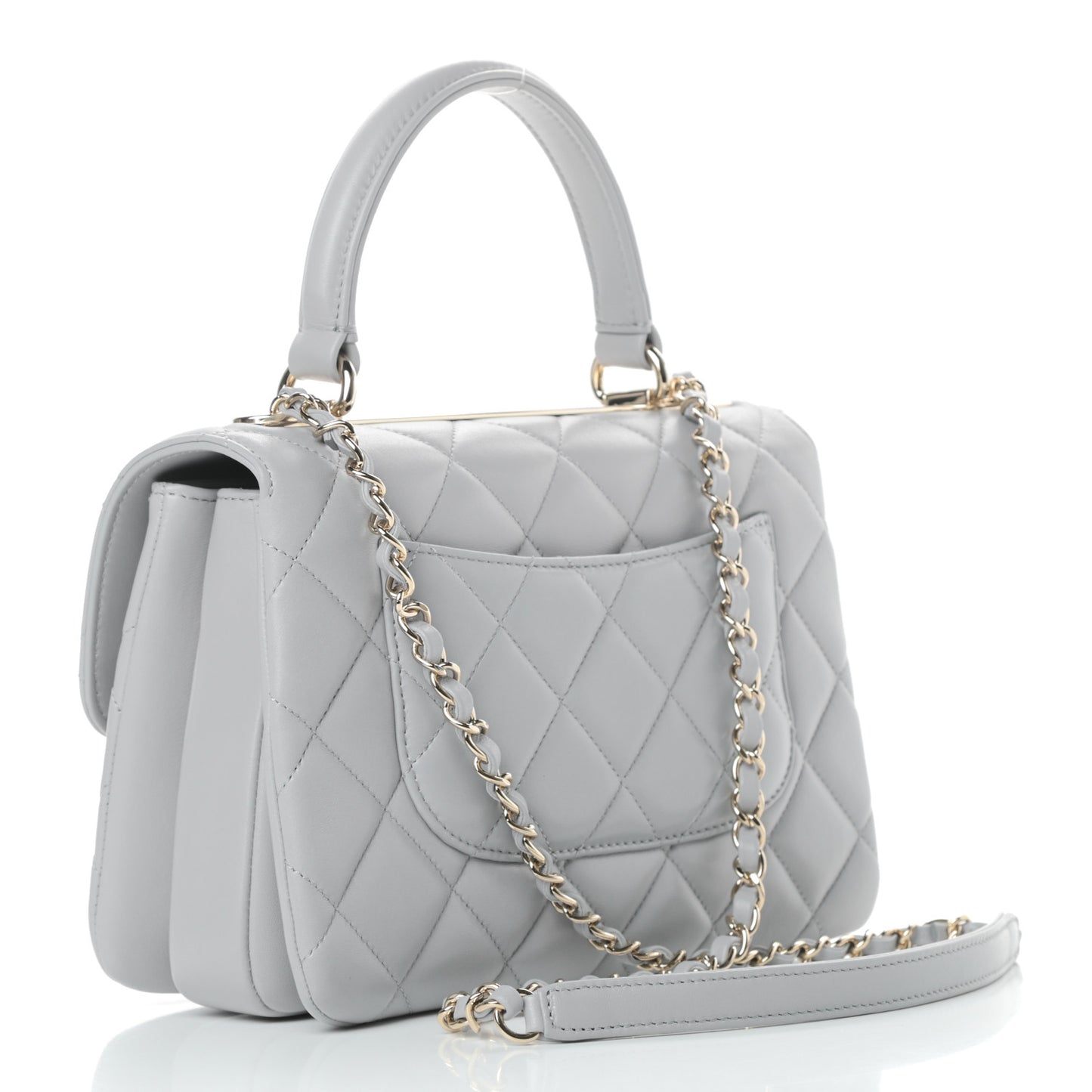 Lambskin Quilted Small Trendy CC Flap Dual Handle Bag Grey