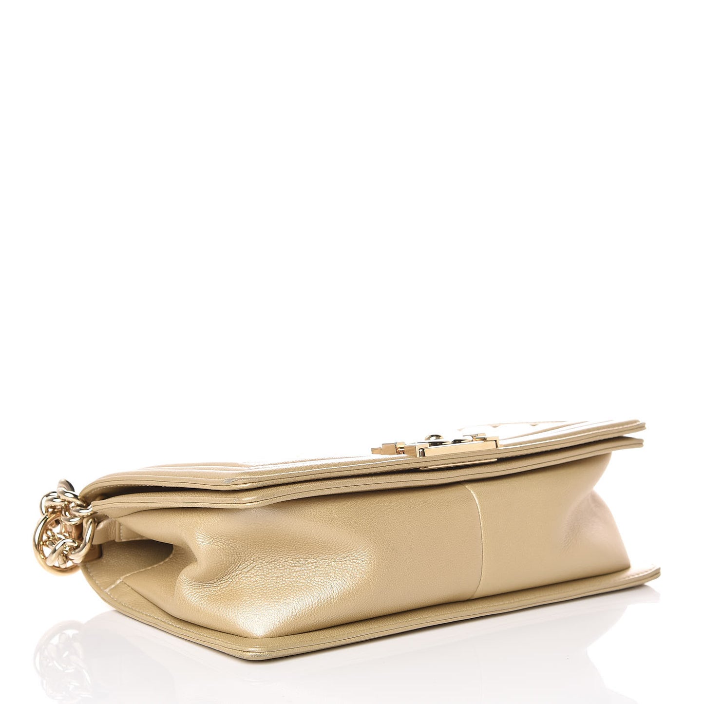 Pearly Caviar Quilted Medium Boy Flap Light Gold