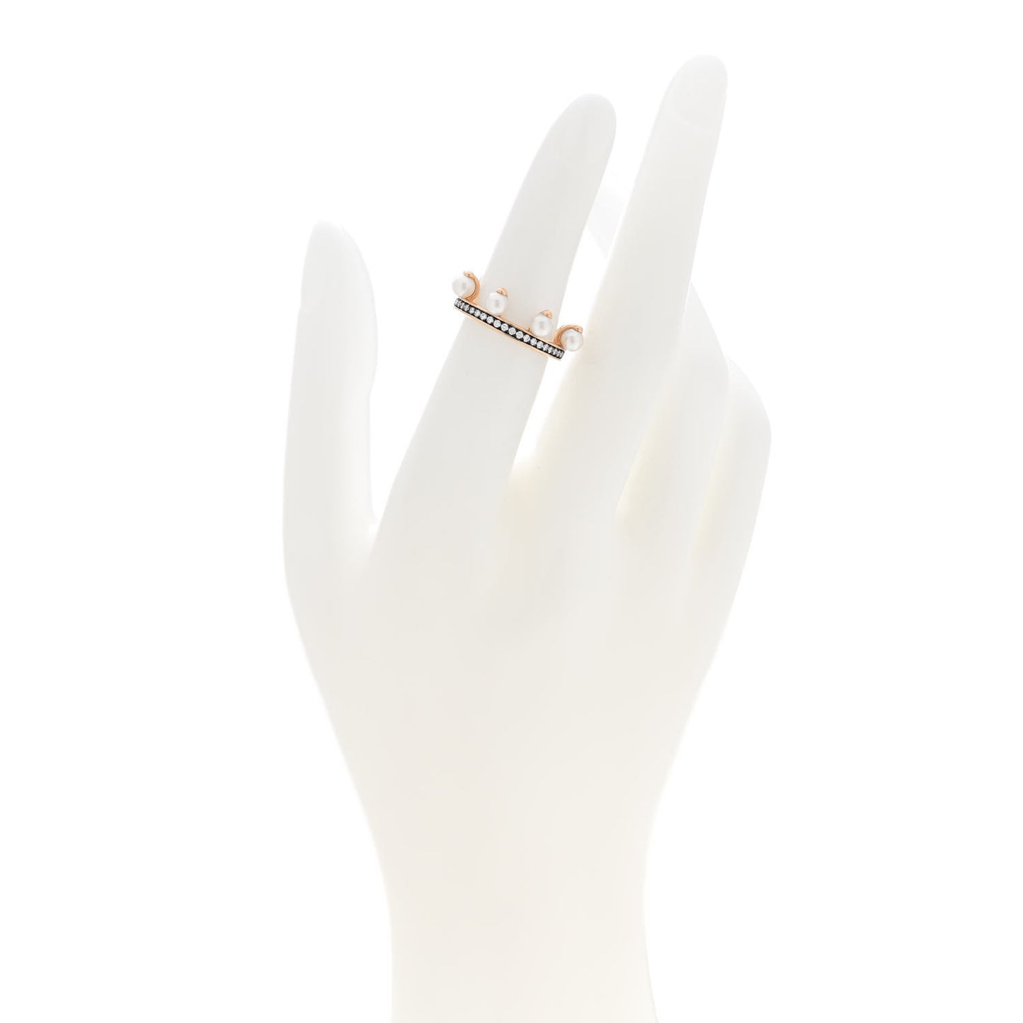 18K Rose Gold Diamond Pearl Chandra Ring 50 5.25