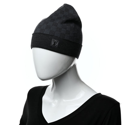 Louis Vuitton Wool Bonnet Petit Damier Graphite Beanie Hat 2 of 7