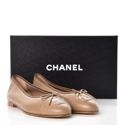 Chanel Lambskin Cap Toe Ballerina Flats 39.5 Light Brown 9 of 9