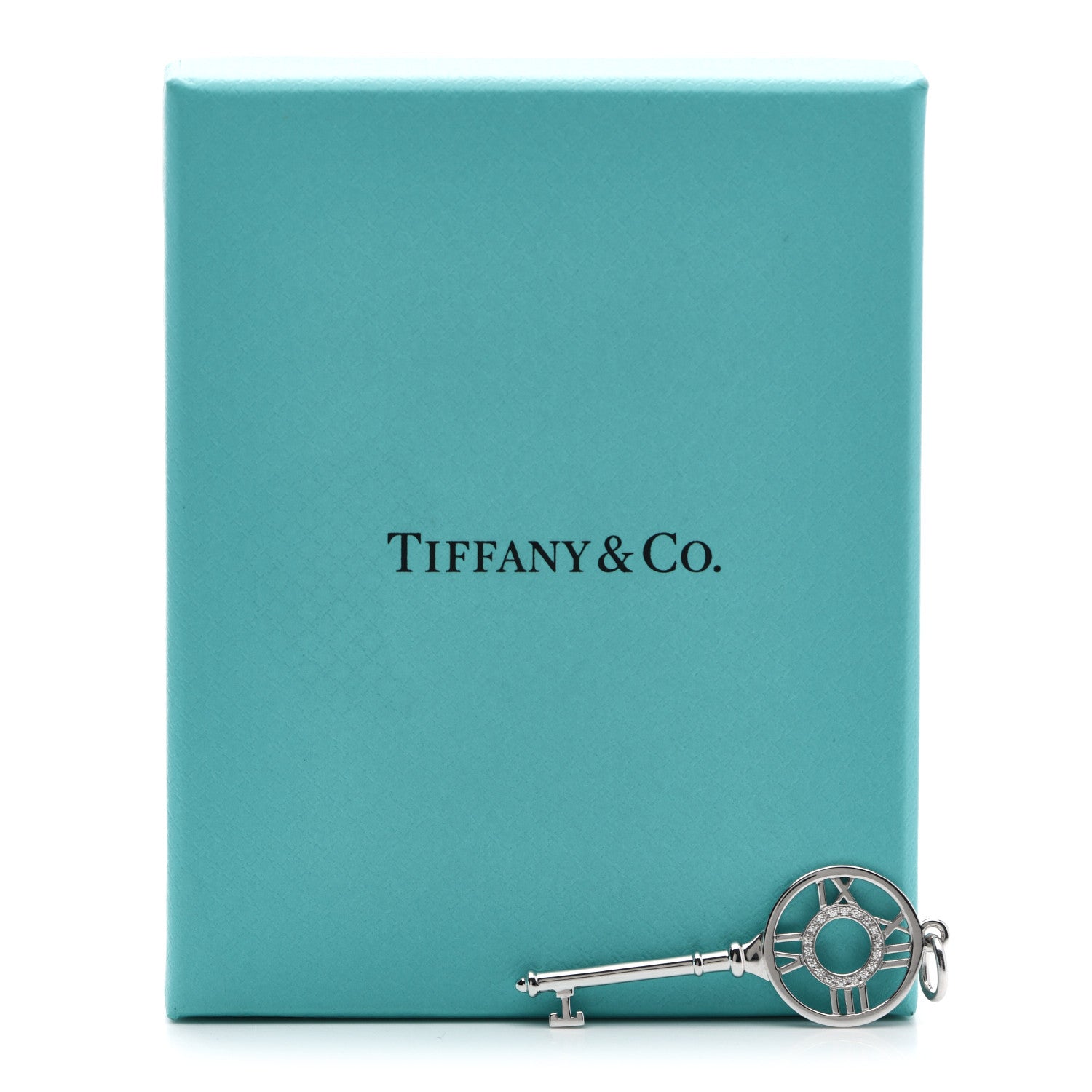 Tiffany 18K White Gold Diamond Atlas Key Pendant 4 of 4