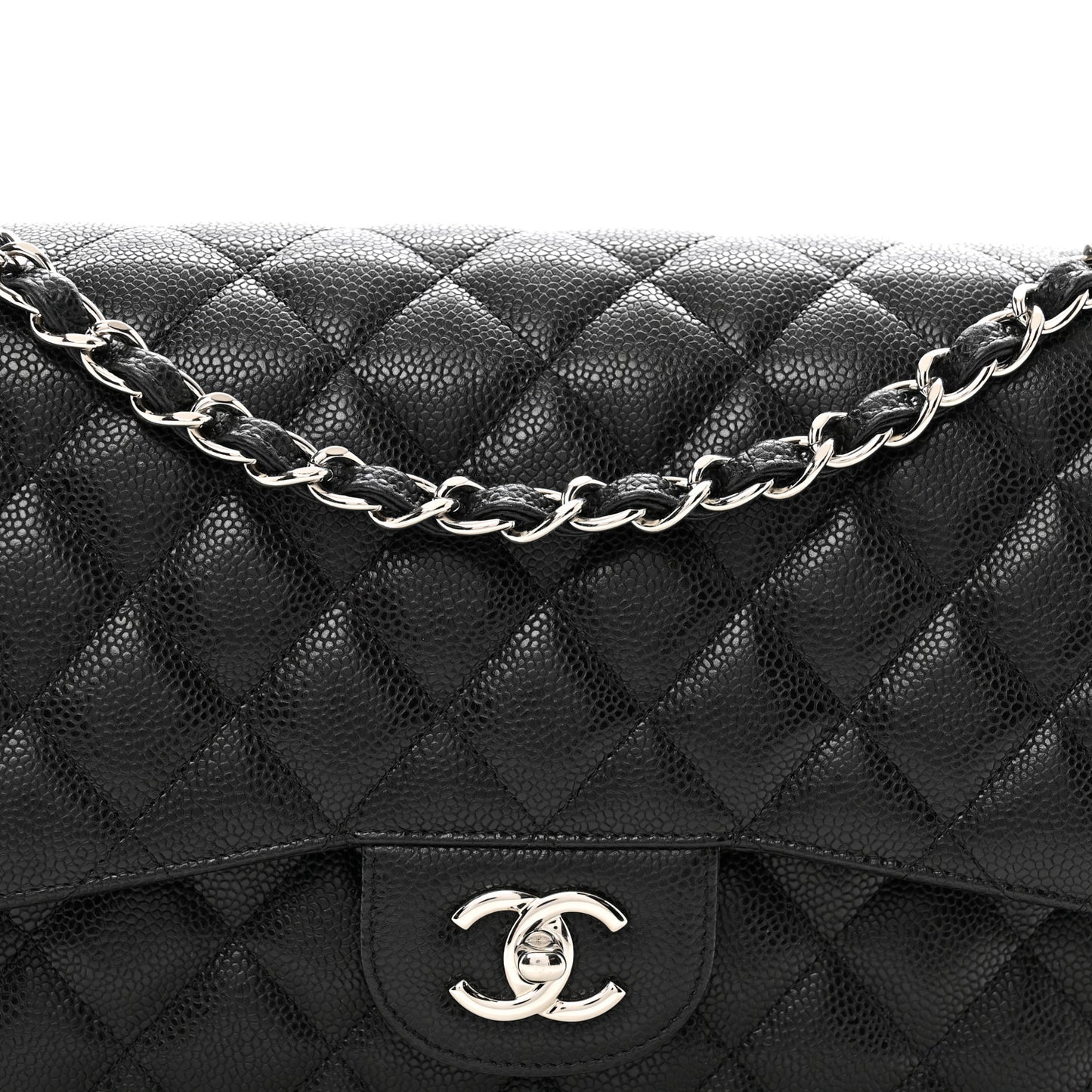Caviar Quilted Jumbo Double Flap Black