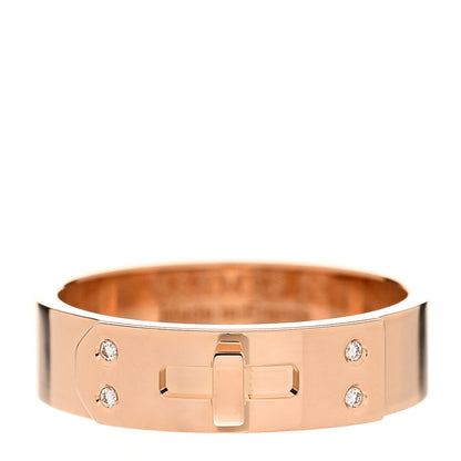 Hermes 18K Rose Gold Diamond PM Kelly Ring 52 6 1 of 5