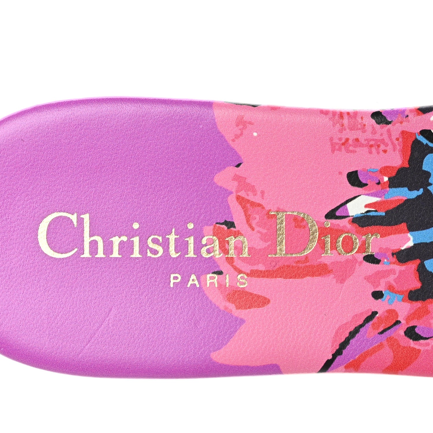 Christian Dior Canvas D-Flower Pop Embroidered Dway Flat Slide Sandals 35 Pink Purple Multicolor 7 of 8