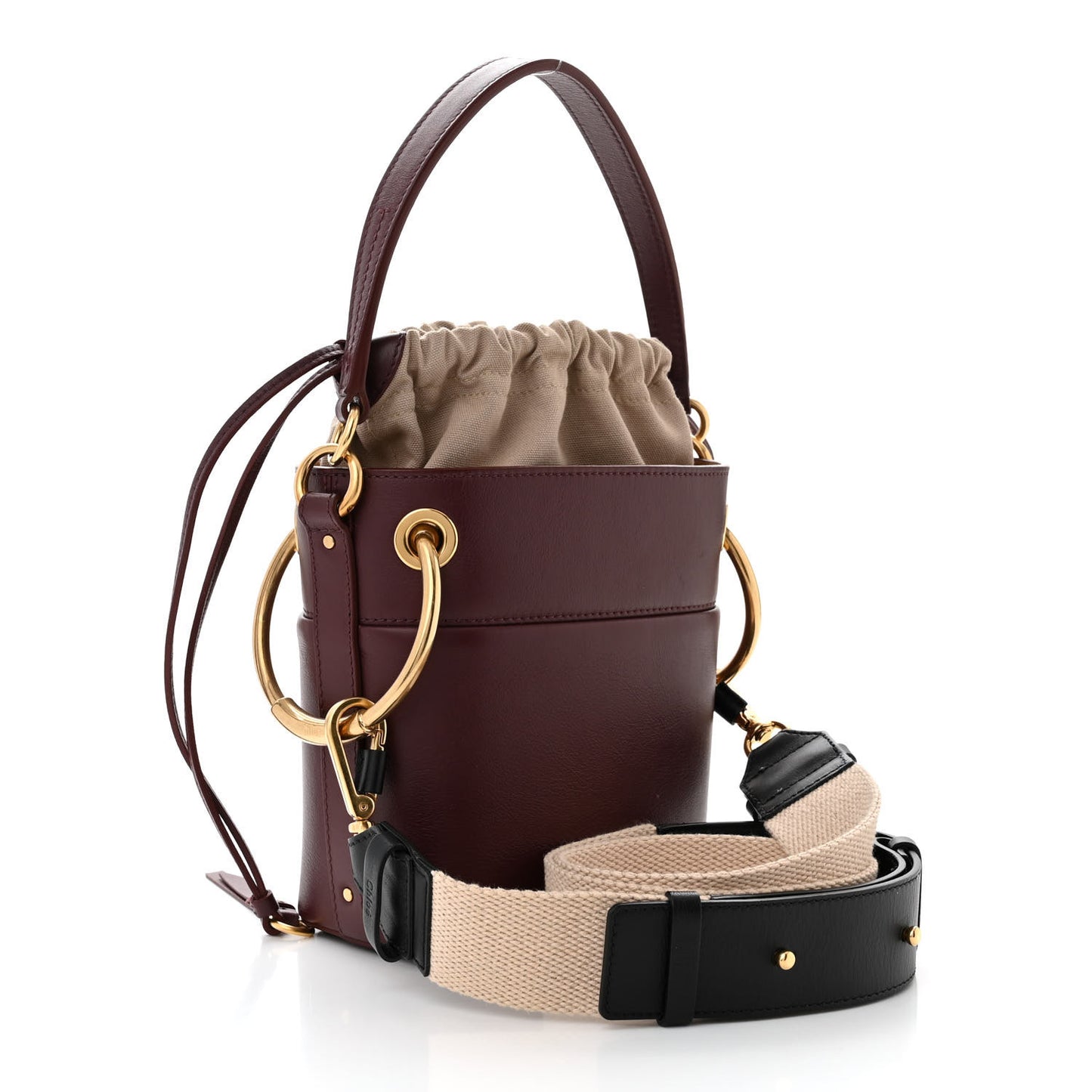 Smooth Calfskin Small Roy Bucket Bag Earthy Red