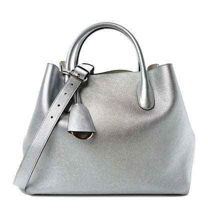Christian Dior Metallic Supple Grained Calfskin Medium Open Bar Tote Silver 1 of 10