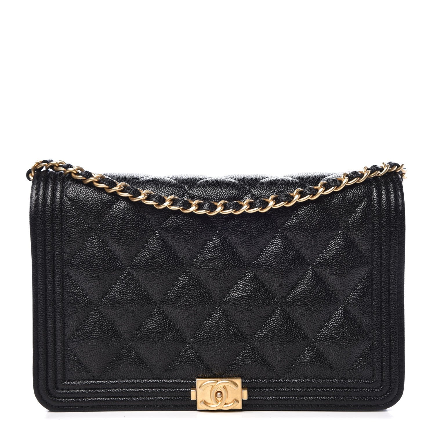Chanel Caviar Quilted Boy Wallet On Chain WOC Black 1 of 9