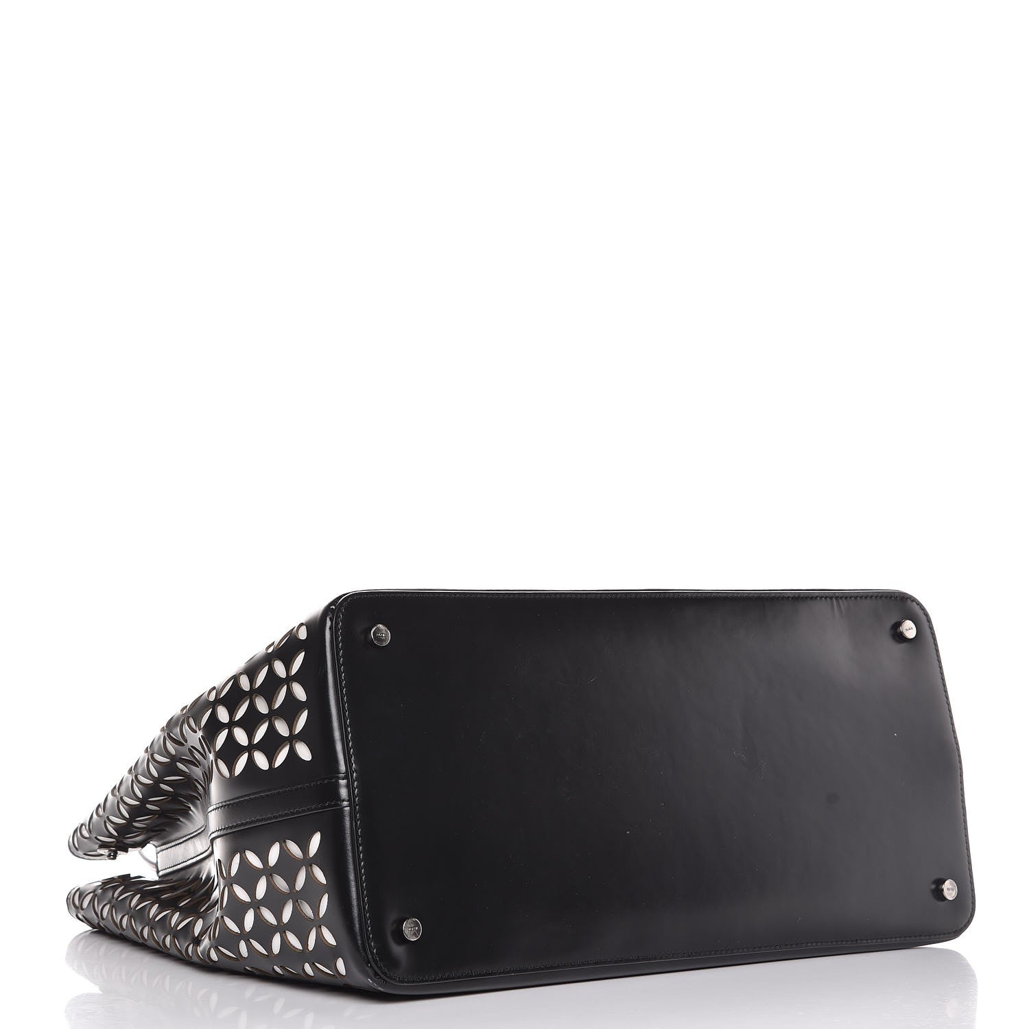 Alaia Calfskin Laser Cut Petale Mina 32 Bag Black White 5 of 14