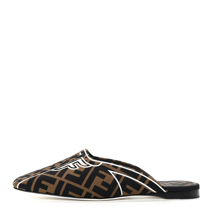 Fendi Lycra Film FF FFreedom Flat Mules 35.5 Tobacco Moro White 1 of 7
