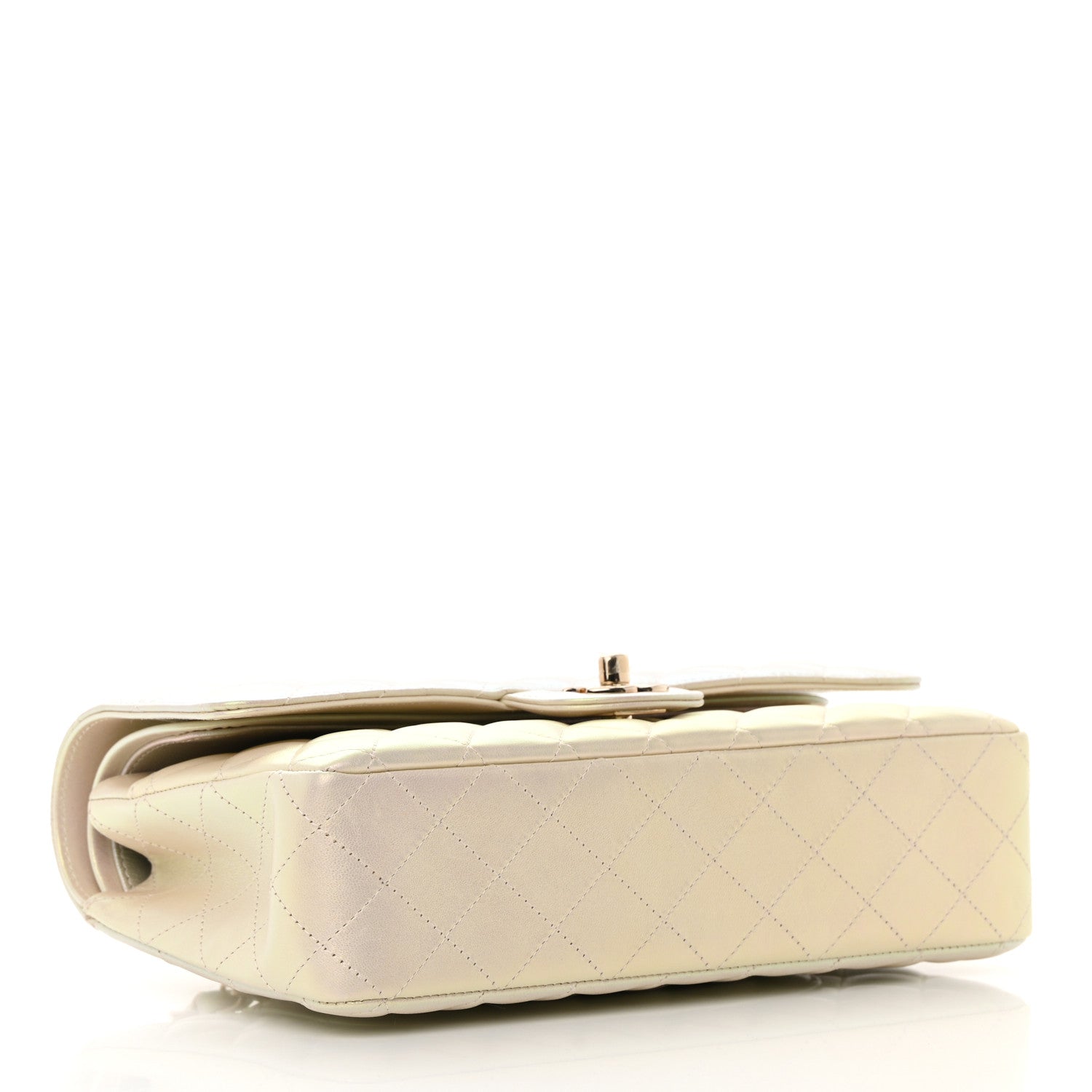 Chanel Iridescent Lambskin Quilted Medium Double Flap Ivory 4 of 16