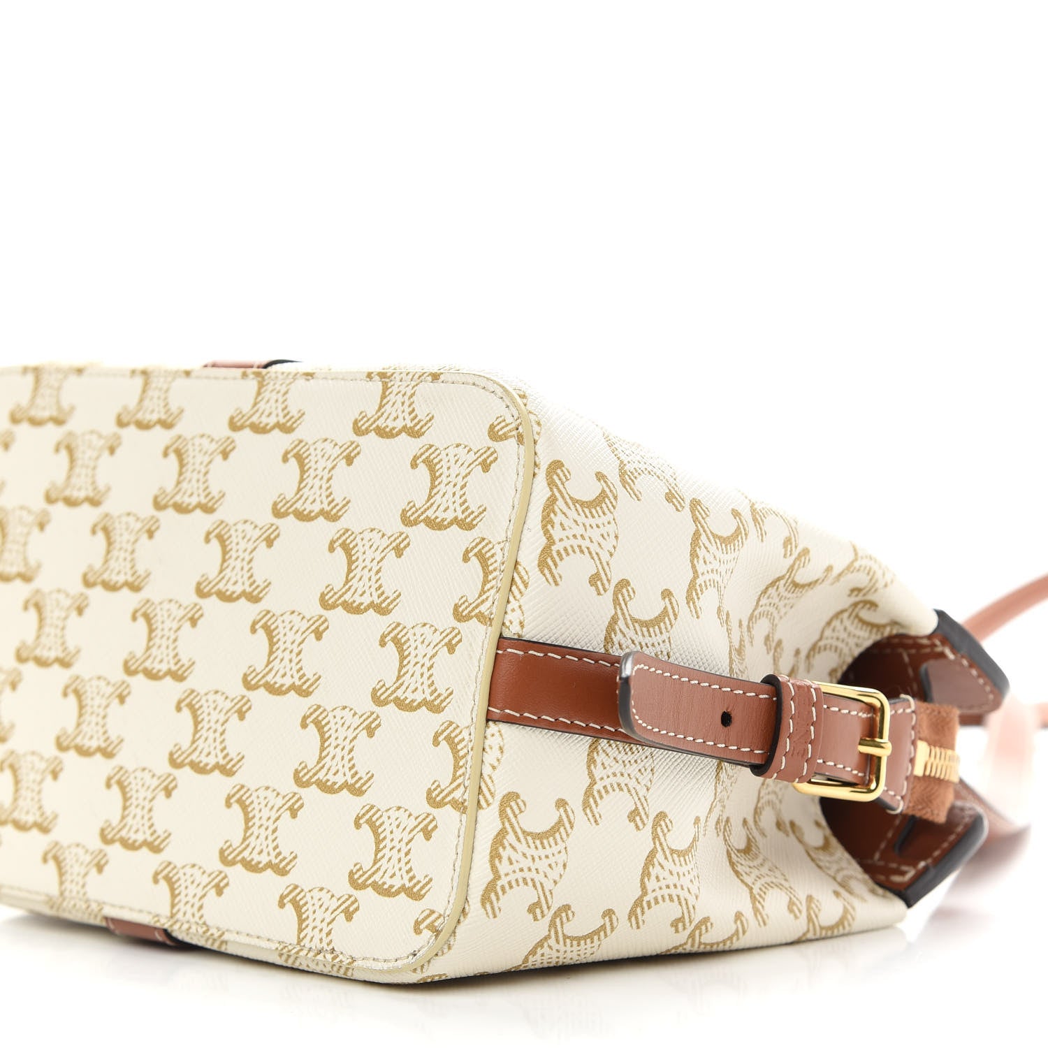 Celine Calfskin Canvas Triomphe Teen Cabas De France White 9 of 10