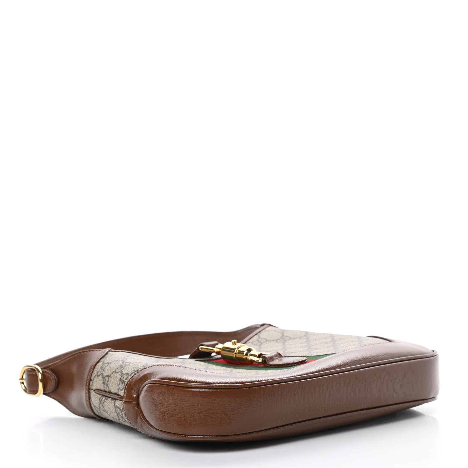 Gucci GG Supreme Monogram Azalea Calfskin Web Small Jackie 1961 Hobo Beige Ebony Brown Sugar 4 of 12
