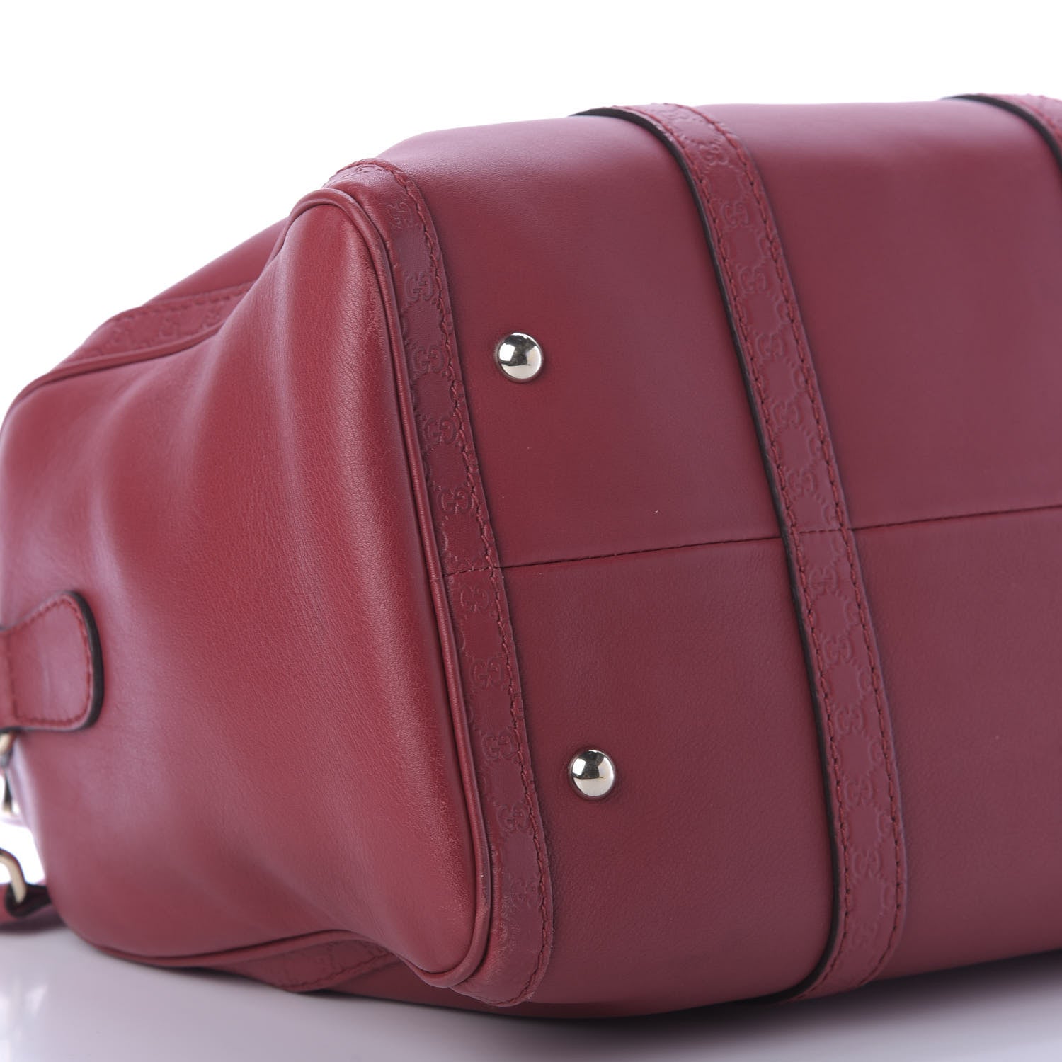 Gucci Calfskin Microguccissima Trim Medium Boston Raspberry Red 6 of 9