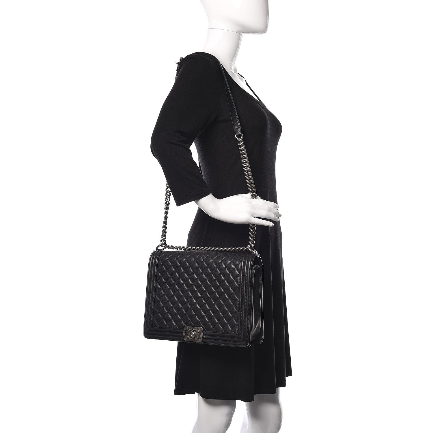 Chanel Calfskin Quilted Large Boy Flap Black 2 of 12