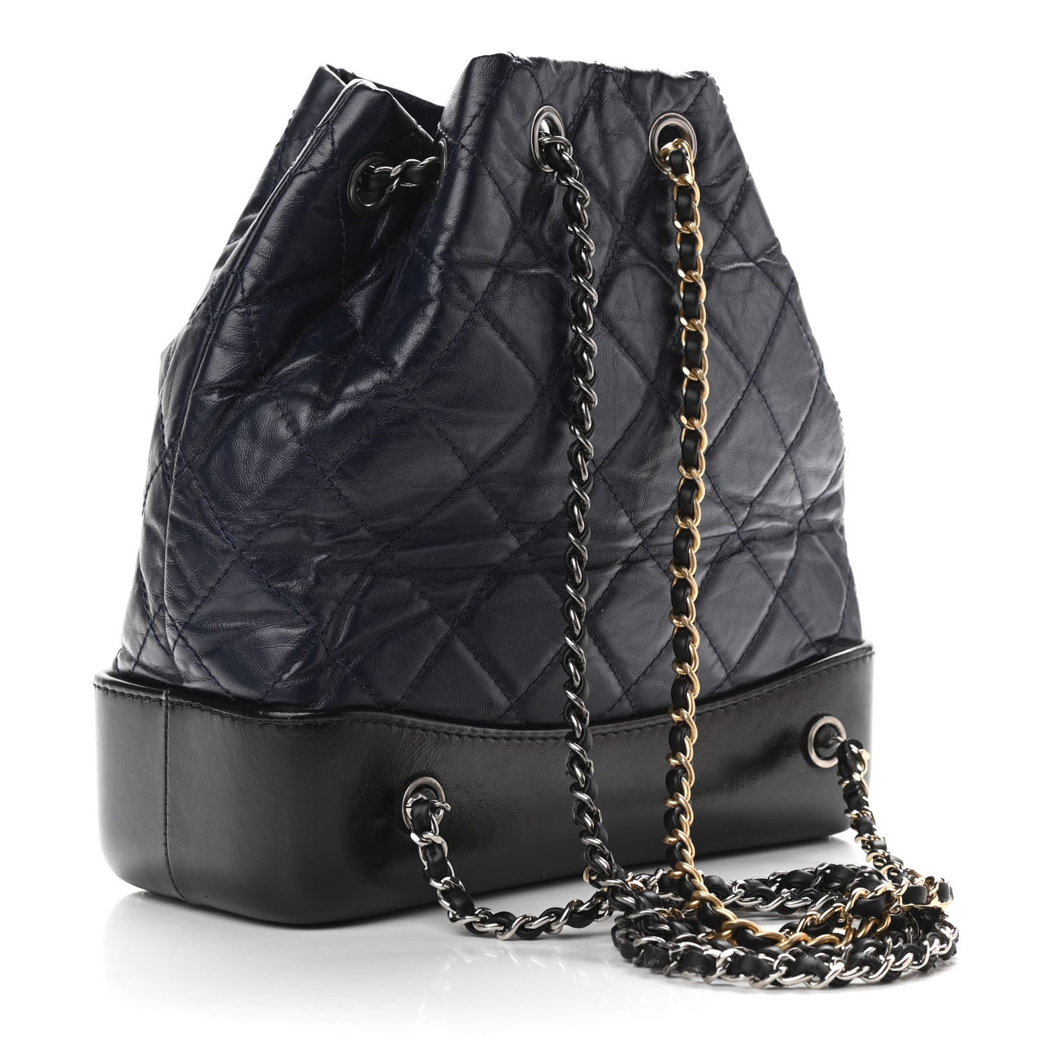 Chanel Aged Calfskin Quilted Small Gabrielle Backpack Blue Black 3 of 9