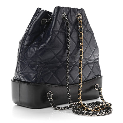Chanel Aged Calfskin Quilted Small Gabrielle Backpack Blue Black 3 of 9