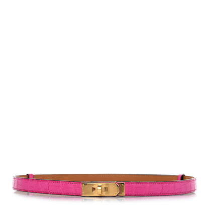 Hermes Matte Alligator Kelly Belt Rose Shocking 1 of 3