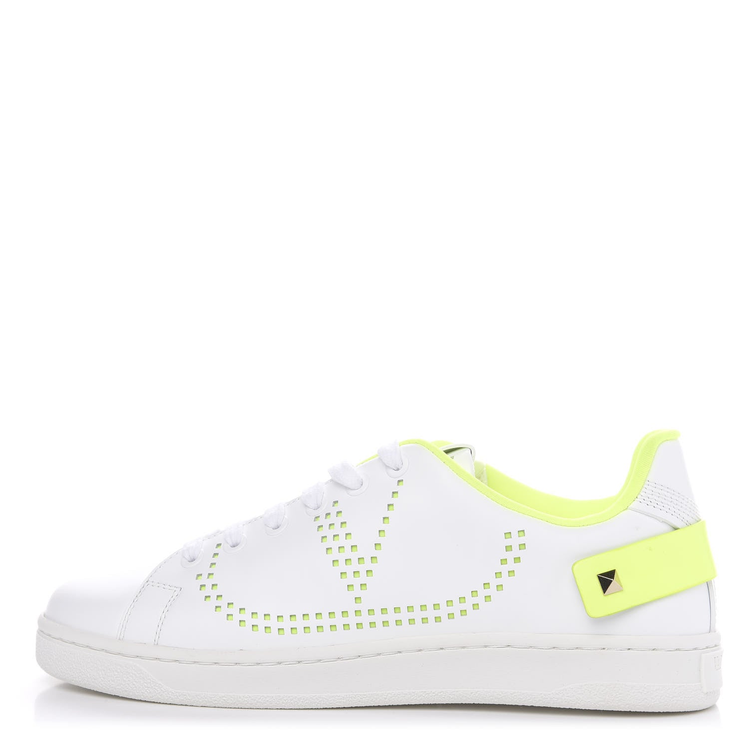 Valentino Garavani Calfskin Womens Backnet Sneakers 36 White Fluo Yellow 1 of 9