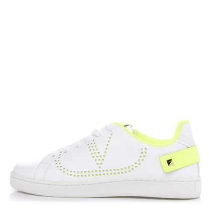 Valentino Garavani Calfskin Womens Backnet Sneakers 36 White Fluo Yellow 1 of 9