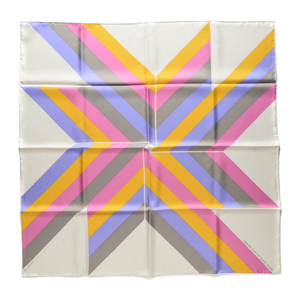 Hermes Silk Centered Rhyme de Elaine Lustig Cohen Scarf 90 Creme Jaune Rose 1 of 5