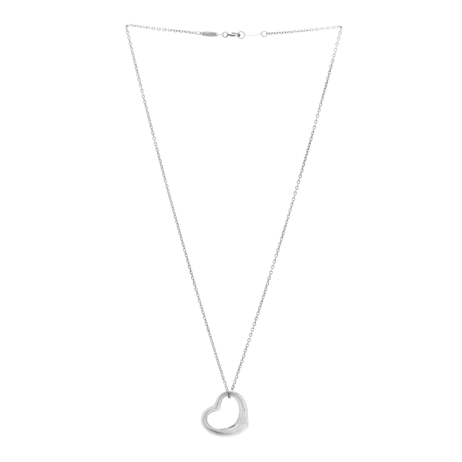 Tiffany Sterling Silver 22mm Elsa Peretti Open Heart Pendant Necklace 3 of 7