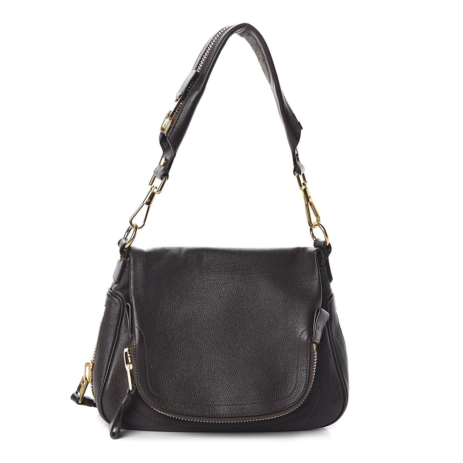 Tom Ford Grained Calfskin Medium Jennifer Dark Brown 1 of 10
