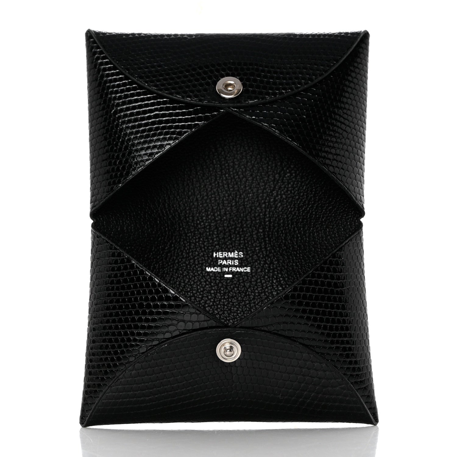 Hermes Lizard Calvi Card Case Black 5 of 8