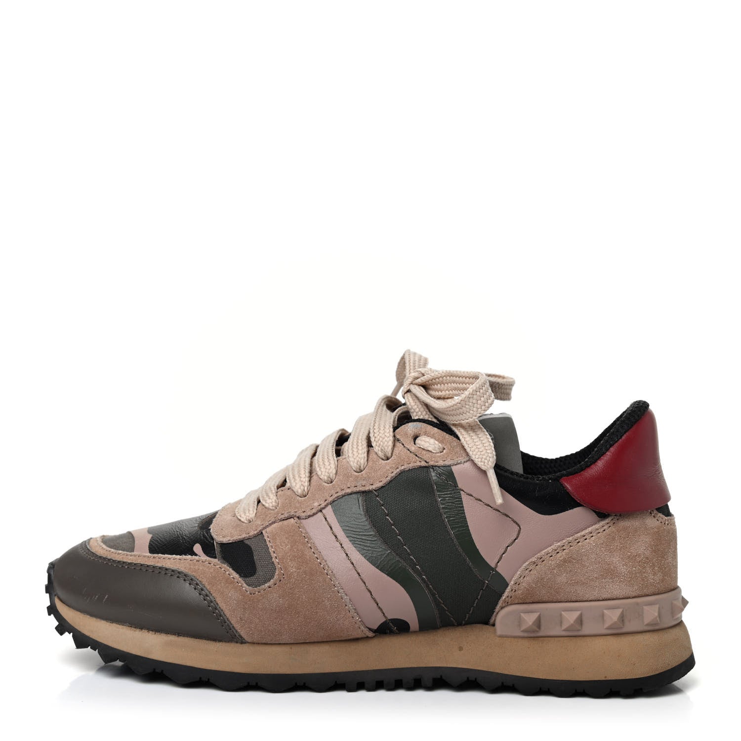 Valentino Garavani Nappa Suede Camouflage Womens Rockrunner Sneakers 35.5 Green Multicolor 1 of 4
