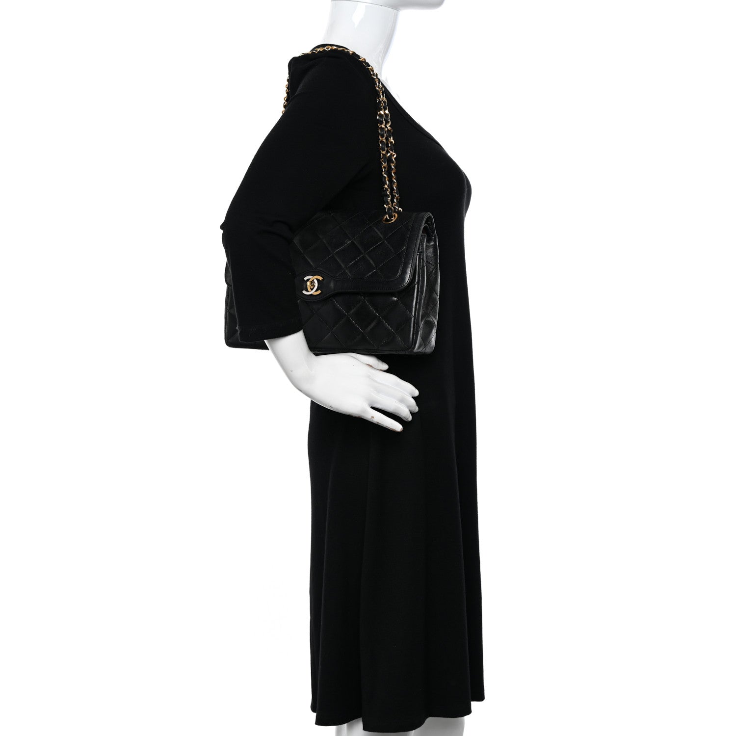 Chanel Lambskin Quilted Medium Single Flap Black 2 of 20