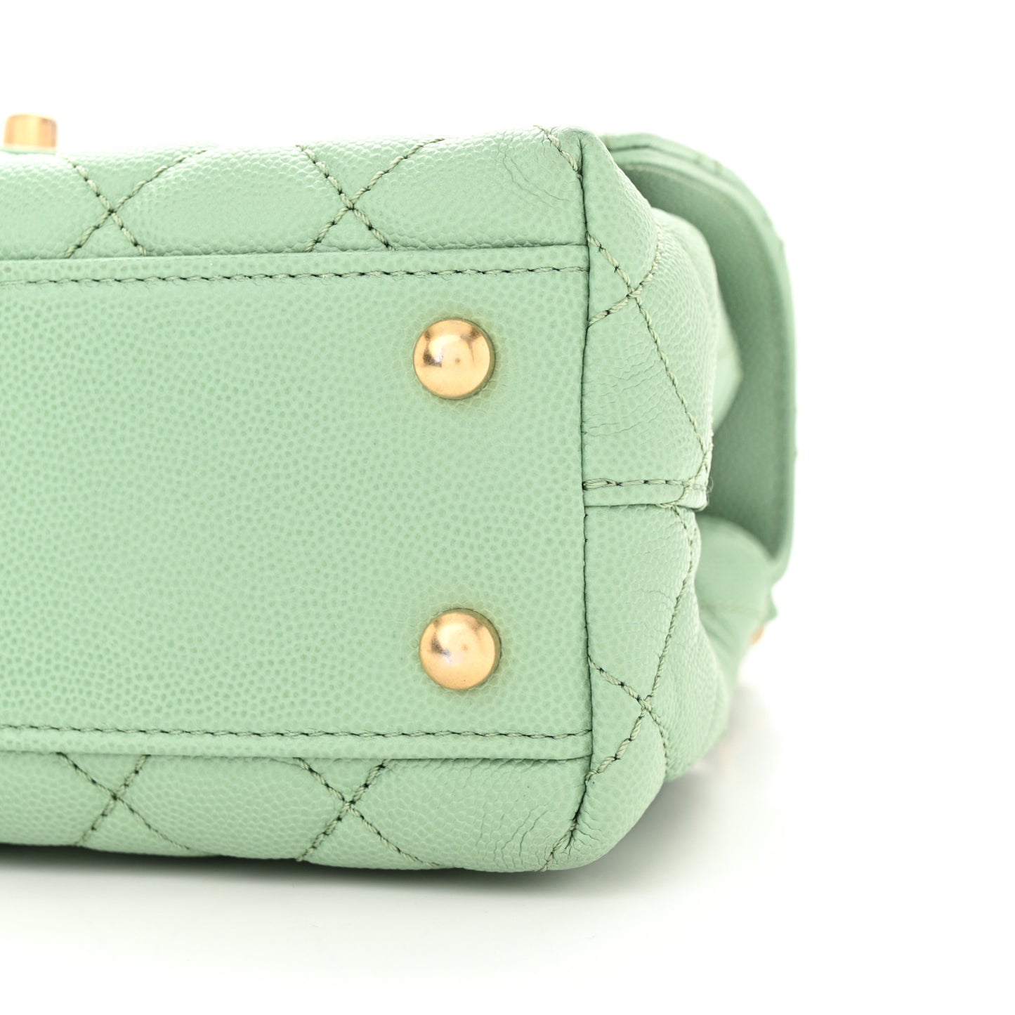 Caviar Quilted Mini Coco Chain Handle Flap Light Green