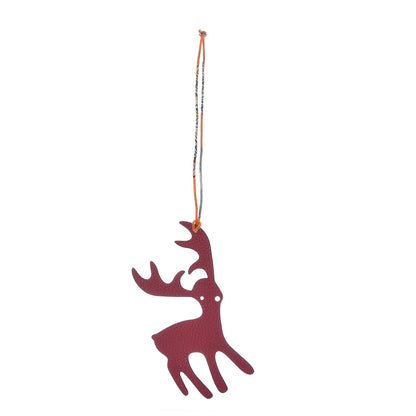 Hermes Togo Grain d'H Petit H Reindeer Bag Charm Rouge Grenat Colvert 1 of 4